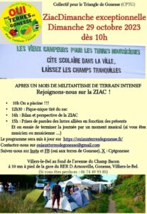 Dimanche 29 octobre : ZIACDimanche à Villiers-le-Bel à partir de 10h Adresse : au fond de l’avenue du Champ Bacon à 10 minutes à pied de la gare du RER D Arnouville, Gonesse, Villiers-le-Bel par la rue Choisel